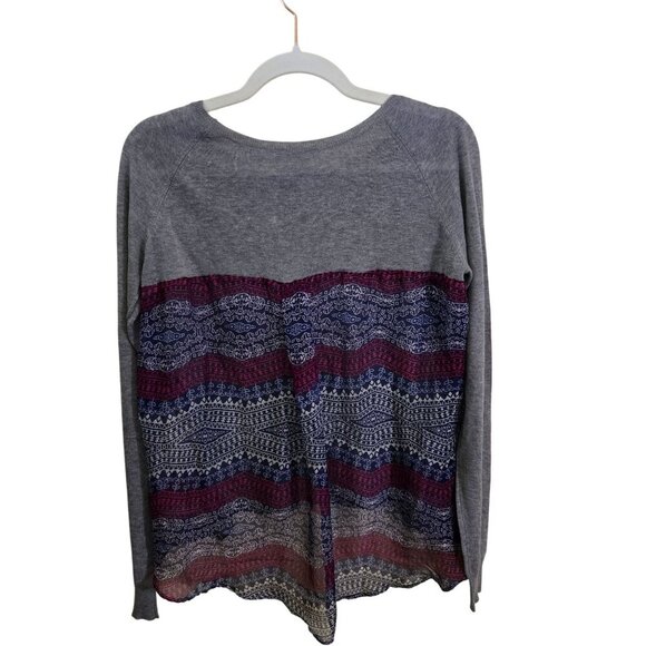 Subtle Luxury Mixed Media Sweater Printed Fabric Cashmere Silk Blend Size XS/S - Picture 2 of 9